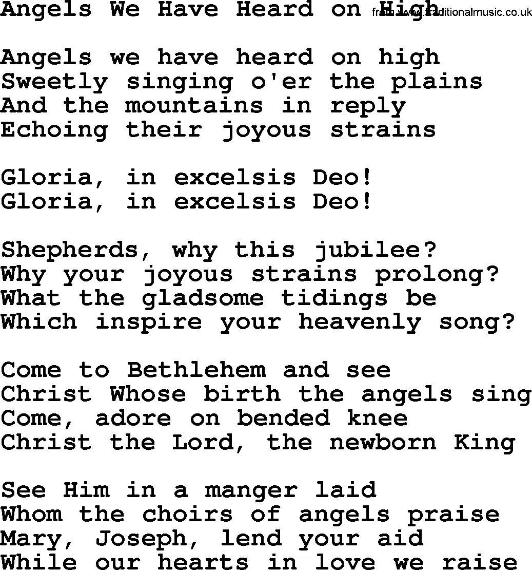 Музыка ангелов слова. Angels we have heard on High Ноты. Lyric Angel. Angels we have heard in Heaven Gloria in Excelsis deo. Текст Липст Хай.
