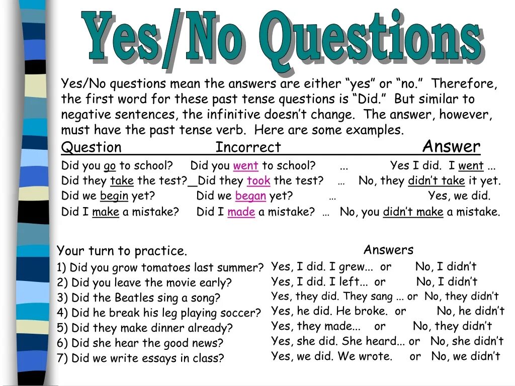 Вопросы с Yes/no questions. Yes/no questions в английском языке. Yes no questions правило. Yes no questions примеры. Did test ru