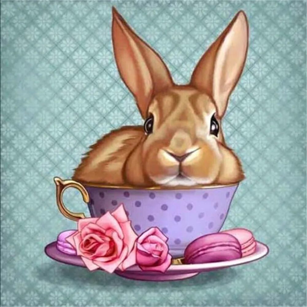 Rabbit cup. Кролик в чашке. Кролик алмазная мозайка. Кролик рисунок. Кролик в кружке.
