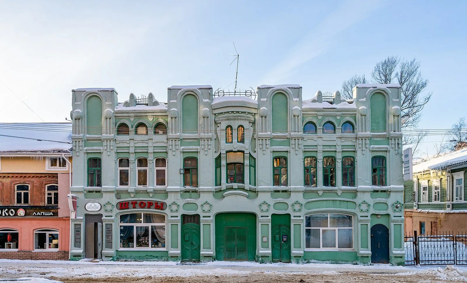 Модерн нижний. Доходный дом Прядилова Нижний Новгород. Нижний Новгород. Доходный дом крестьянина в. с. Прядилова. Модерн в Нижнем Новгороде архитектура. Алексеевская 23 Нижний Новгород.