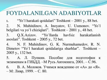Adabiyotlar ro yxati