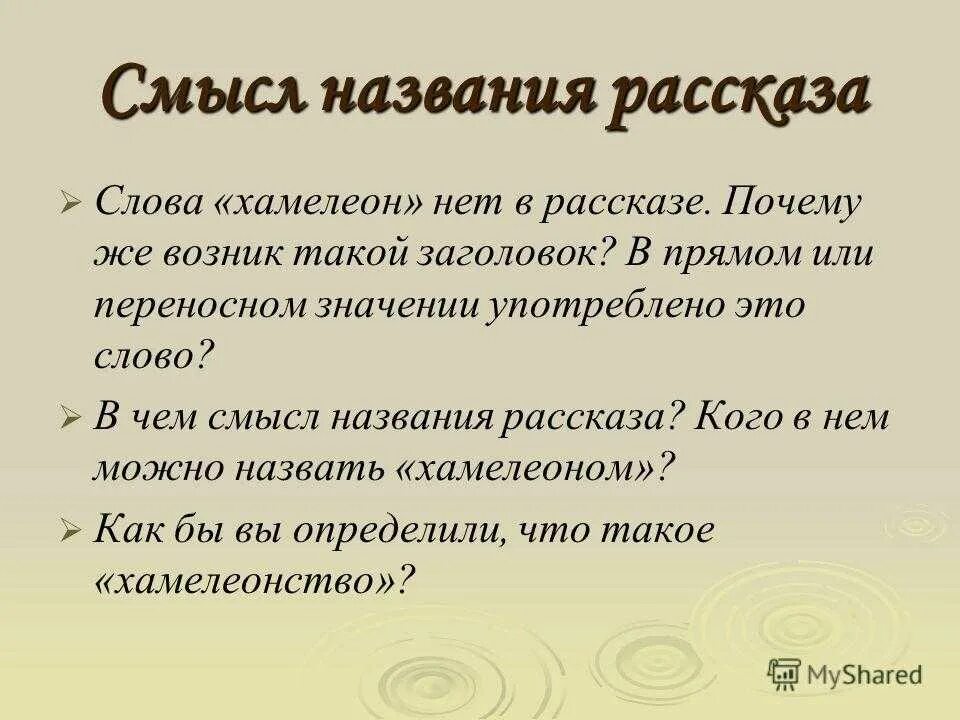 Почему назвали хамелеон чехов