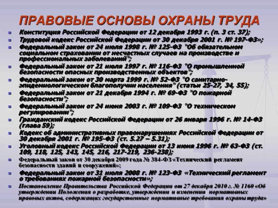 Правовые базы список. Законодательная и нормативная база охраны труда в РФ. Нормативно правовая база в области охраны труда. Законодательные основы охраны труда. Основные законодательные акты по охране труда.