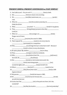 Present simple continuous past simple test