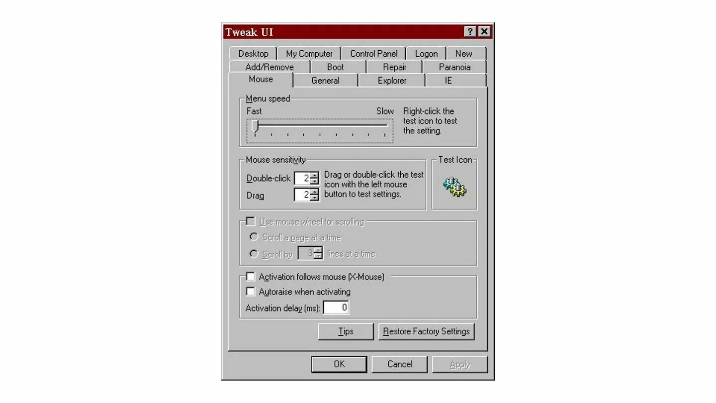 Mouse tweak 1.19. Tweakui. ui tweaker. microsoft tweakui. tweak left.