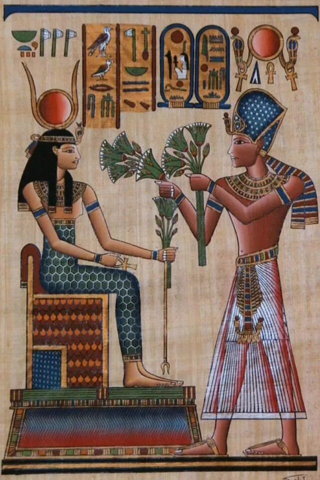 Древний египет жизнь фараона. Осирис, Хатхор и Исида. Хатхор богиня Египта фреска. Богиня Хатхор на папирусе. Богиня Хатхор в древнем Египте.