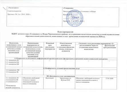 План по устранению недостатков ноко 2023