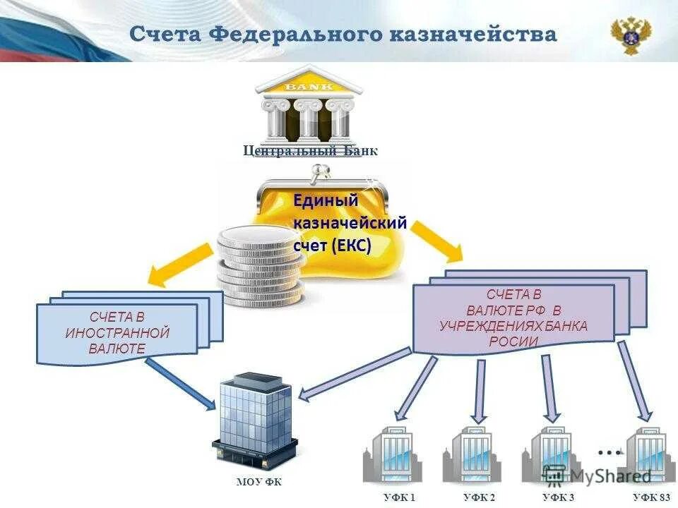 Управление счетом в банке. Схема счетов в казначействе. Единый казначейский счет. Счет федерального казначейства. Единый казначейский счет схема.