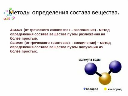 Анализом называется метод определения химического состава вещества