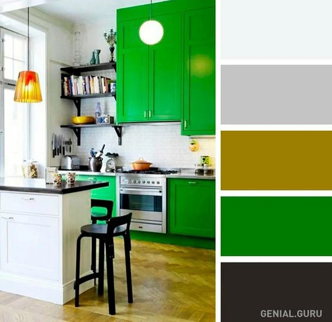 Какие цвета сочетаются на кухне. Цветовая гамма в интерьере кухни. Кухня зеленого цвета. Сочетание цветов в интерьере кухни. Сочетание зеленых оттенков в интерьере.