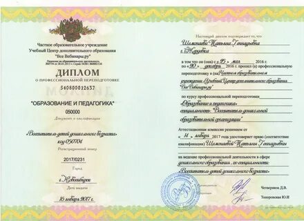 Код помощник воспитателя