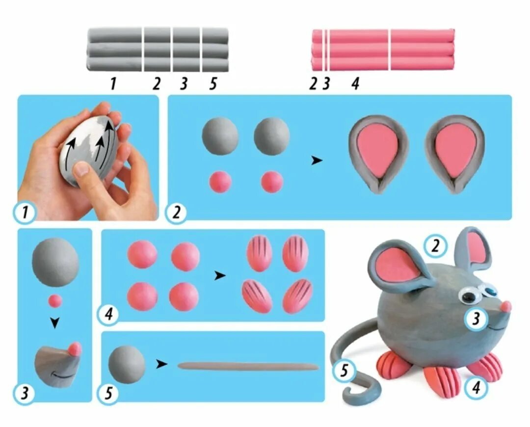 Лепка из пластилина пошагово. Мышка из пластилина для детей. Поэтапная лепка из пластилина для детей. Поэтапная лепка для детей. Лепим мышку из пластилина.