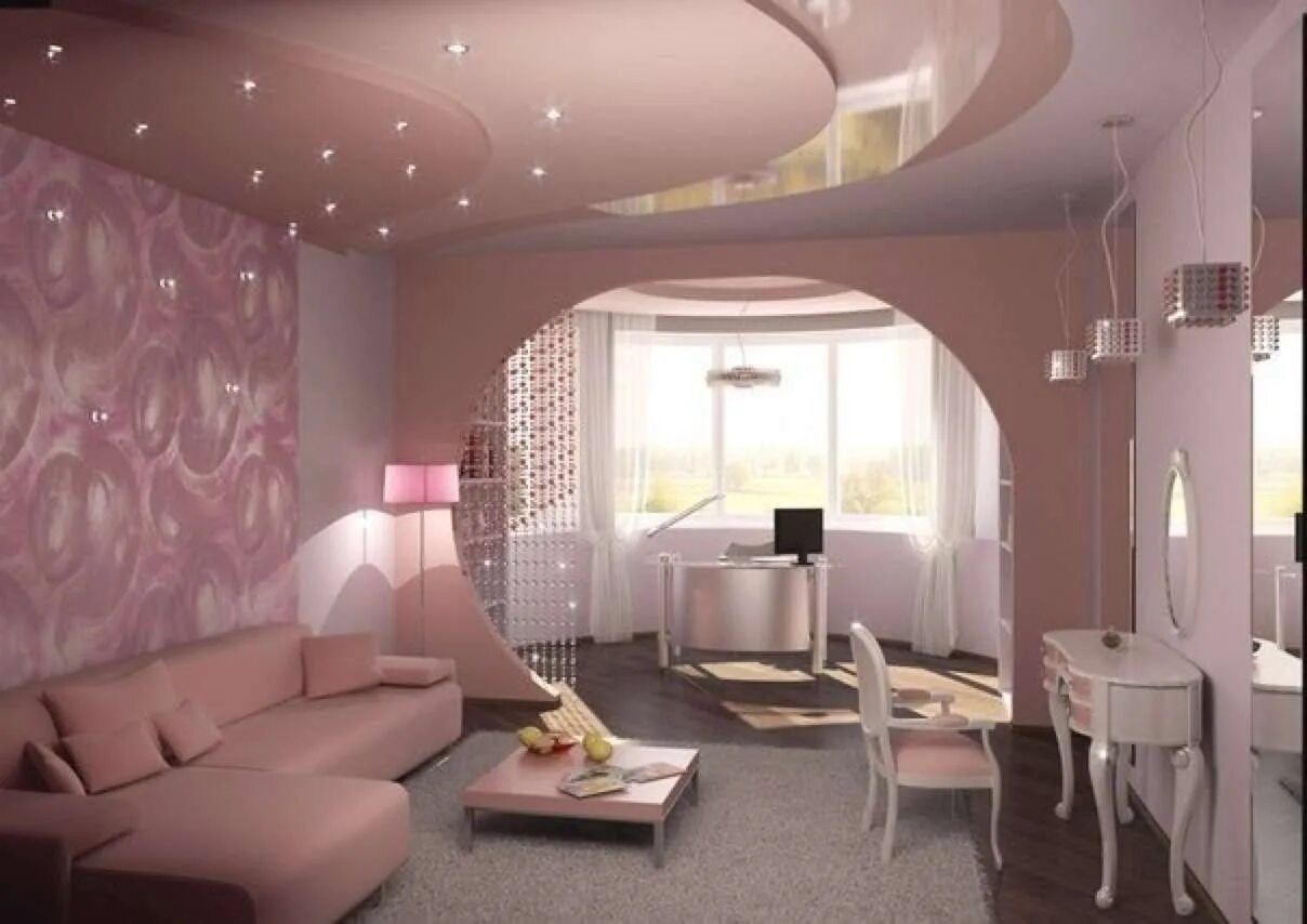 Люб ремонт. Красивые потолки для зала. Красивые потолки в квартире. Красивые натяжные потолки для зала в квартире. Розовая гостиная.