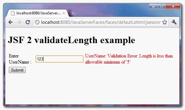 Validators.length(min=4, Max=25). Input Error.