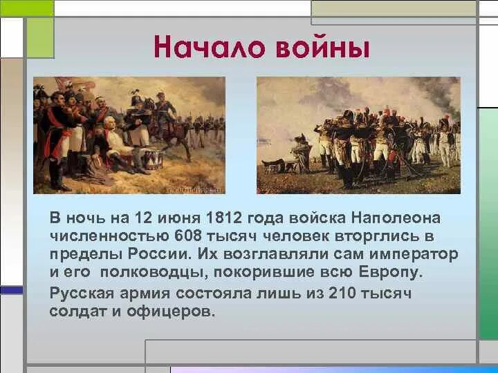 Вторжение Наполеона в Россию 1812. Начало войны 1812 года.