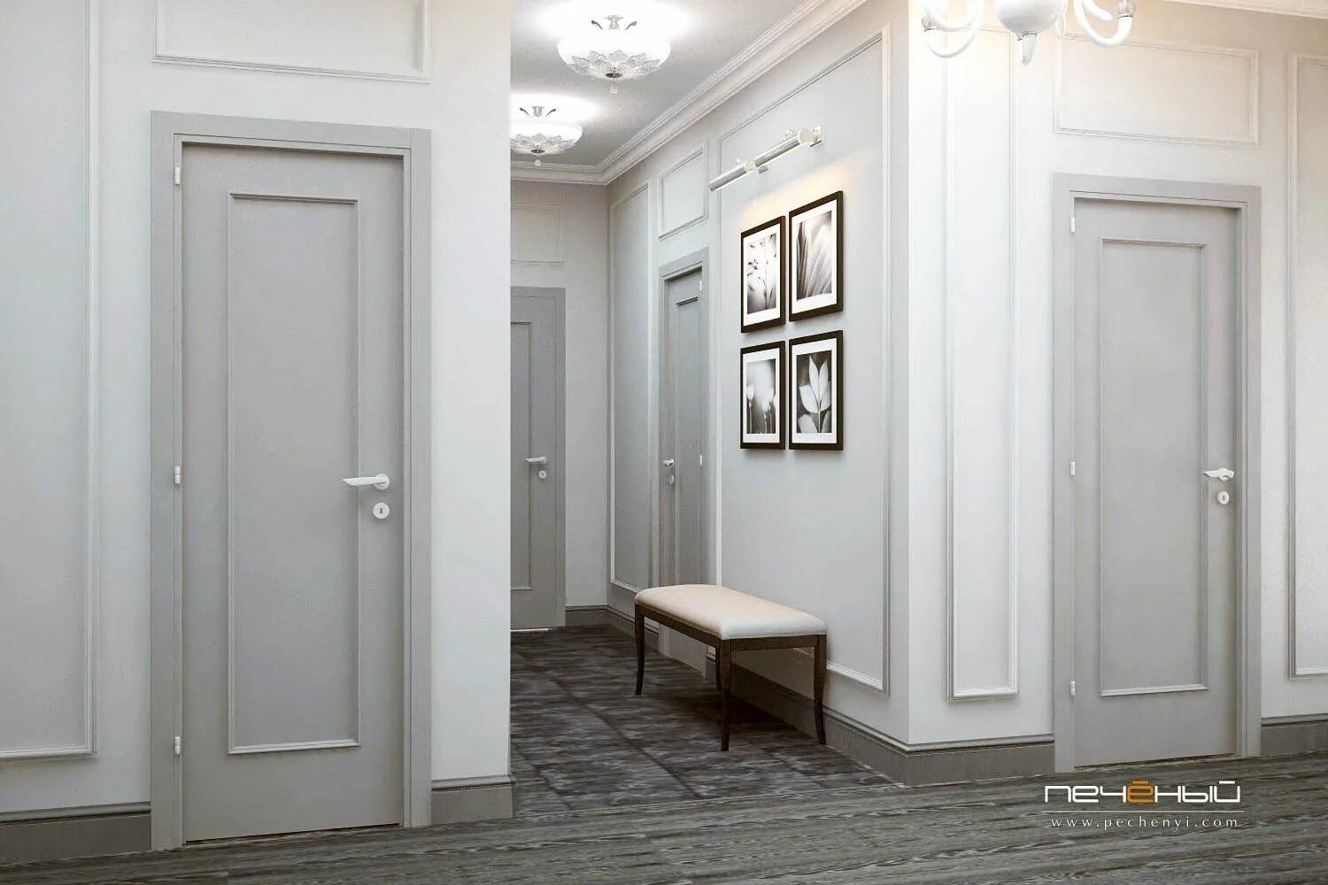 Design and visualization of apartment in a classic style in St. Petersburg Class