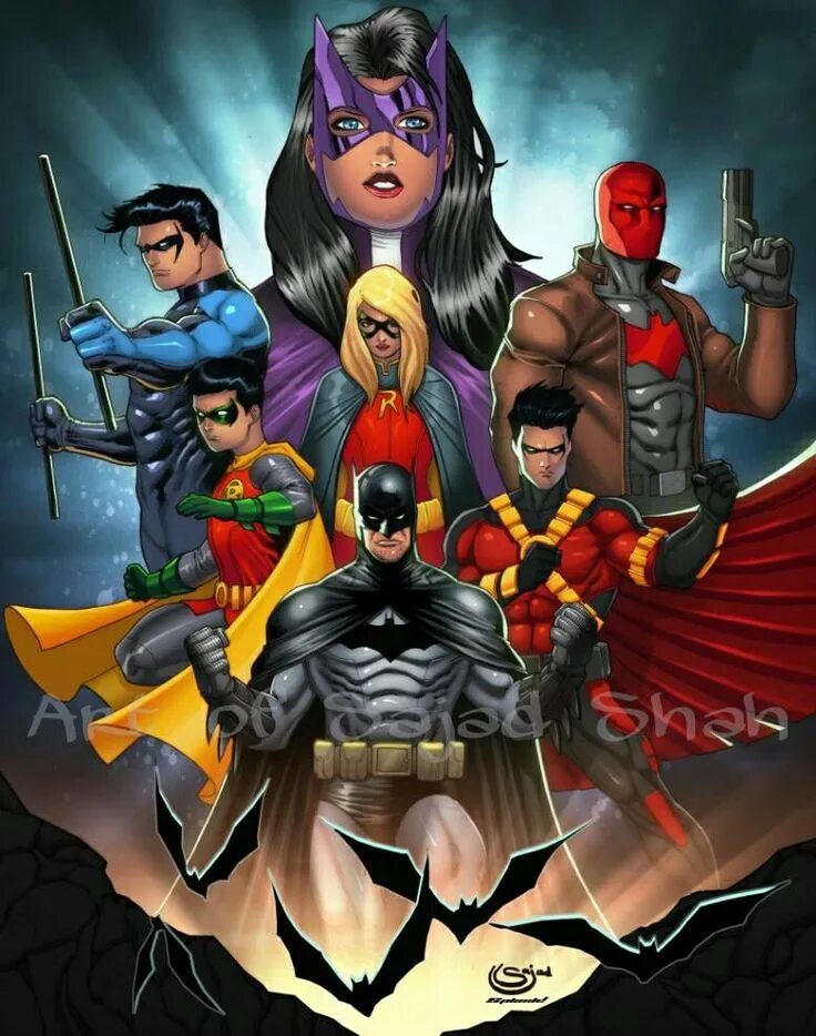 ДС Бэтсемья. Бэт-семья DC Comics. Робин напарник Бэтмена. Бэт семья ДС.