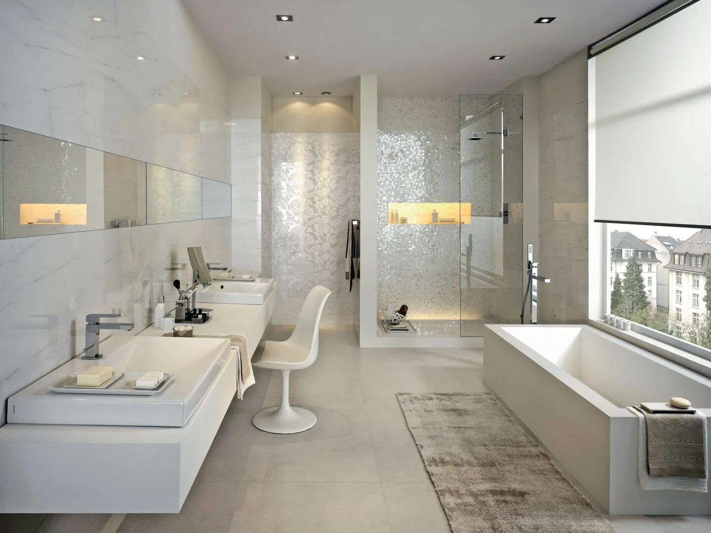 Stonevision плитка Marazzi. Коллекция плитки Marazzi Stonevision. Плитки Marazzi Italy Stonevision (Италия). Мозаика Marazzi Stonevision Mosaico Travertino. Светлая современная ванная комната