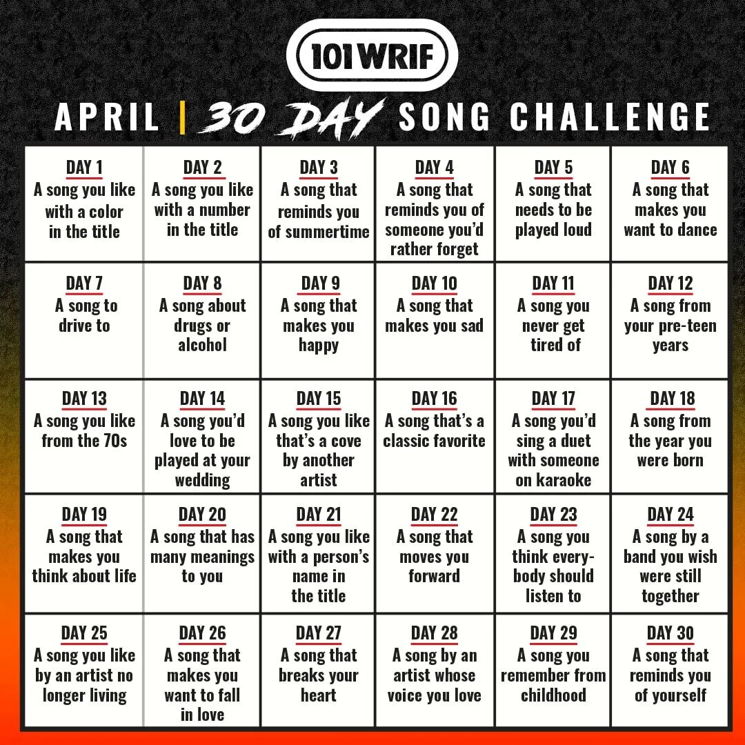 Английский 30 песен. 30 Day ЧЕЛЛЕНДЖ. 30 Day Song Challenge. 30 Days Music Challenge. 30 Дневный ЧЕЛЛЕНДЖ песен.