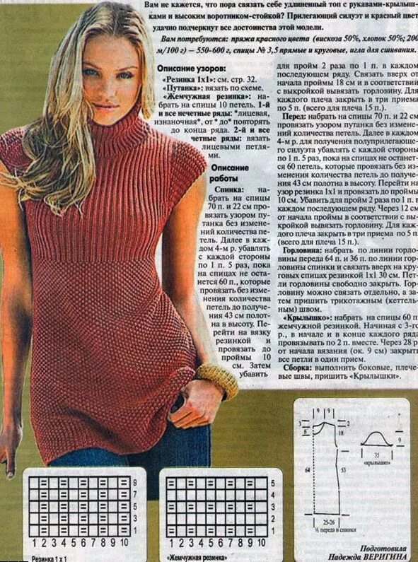 Белый пуловер из журнала VOG. Спицы. Модели вязаных свитеров, Бесплатные узоры д