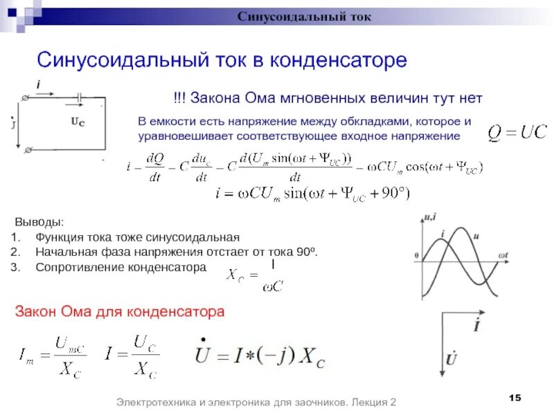 Цепи синусоидального тока формулы. Начальная фаза тока. Конденсатор в цепи синусоидального тока. Формула синусоидального тока Электротехника.