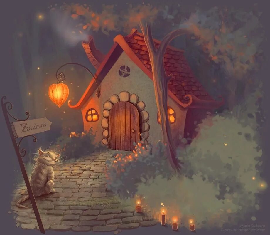 Милый дом в злом. Сказочный домик. Уютный сказочный домик. Волшебный домик. Сказочный домик иллюстрация.