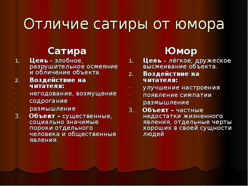 Особенности юмористических произведений. Юмор и сатира различия. Мор в литературе примеры. Отличие сатиры от юмора. Сходства и различия сатиры и юмора.