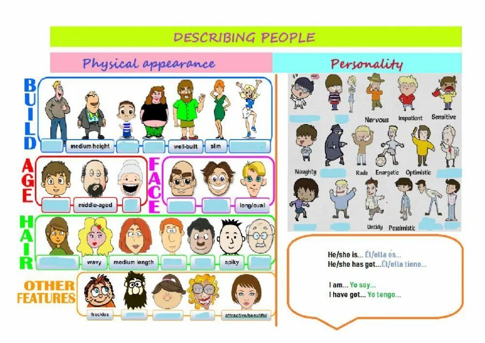 Describing people. Внешность Worksheets. Плакат appearance. Describing people appearance.