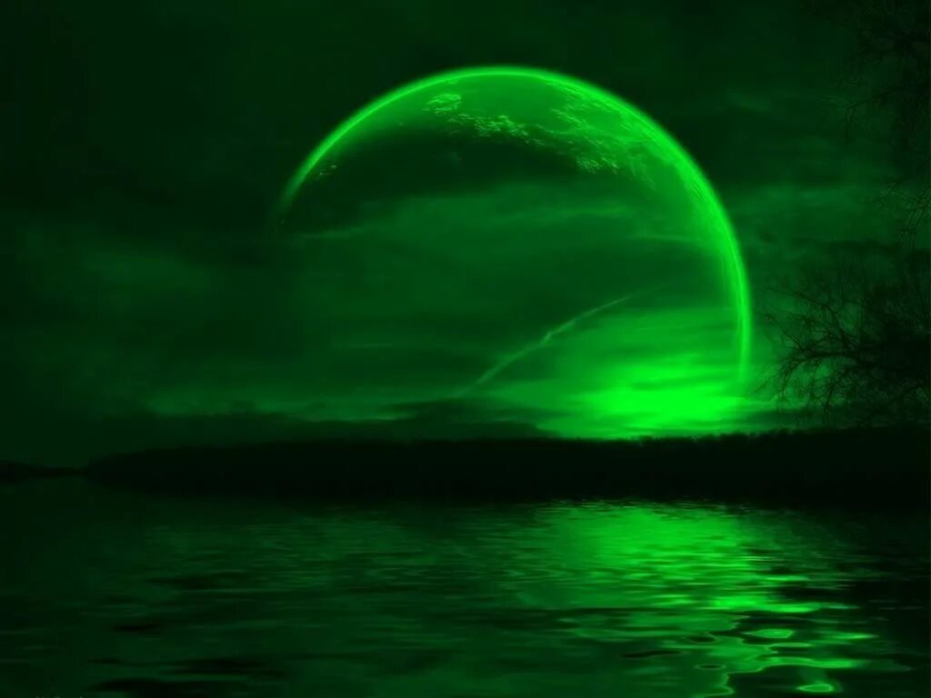 Под зеленым светом 25. Зеленая ночь. Зеленая Луна. Зеленое небо. Зелёная Луна явление.