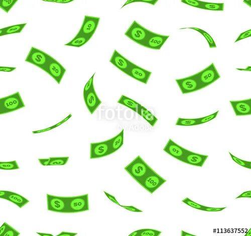 Деньги падают. Мультяшные деньги падают. Деньги падают вектор. Дождь из денег на зеленом фоне.