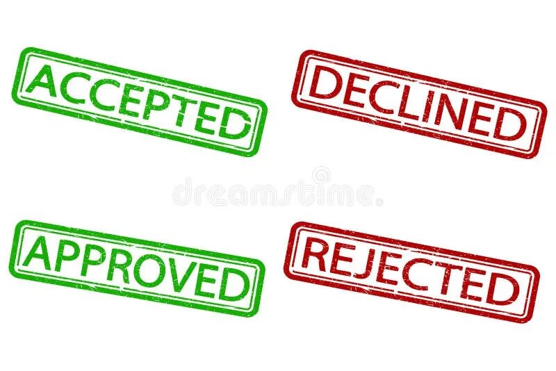 IQA accepted. Rejected icon. Accept Word. Accepted send