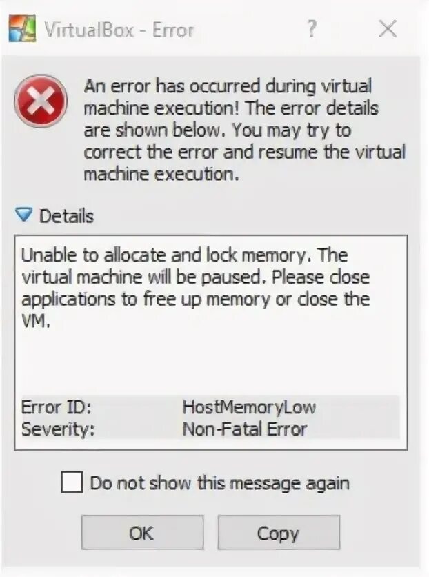 VIRTUALBOX Error in supr3hardenedwinrespawn. Unable to allocate Overplay area Memory. Problem occurred during