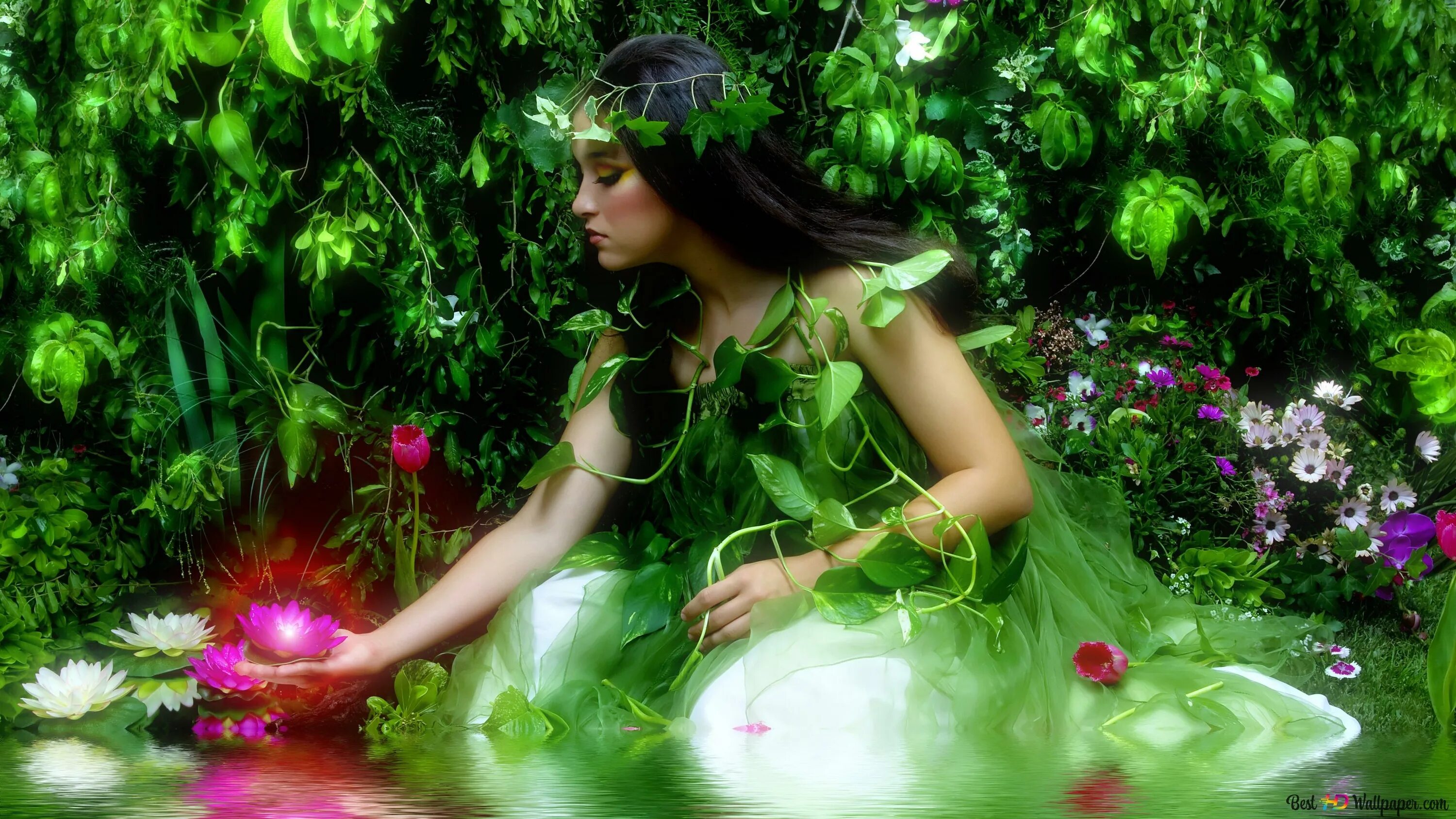 Любовь магия песня. Фея природы. Магия природы девушка. Цветы фэнтези.