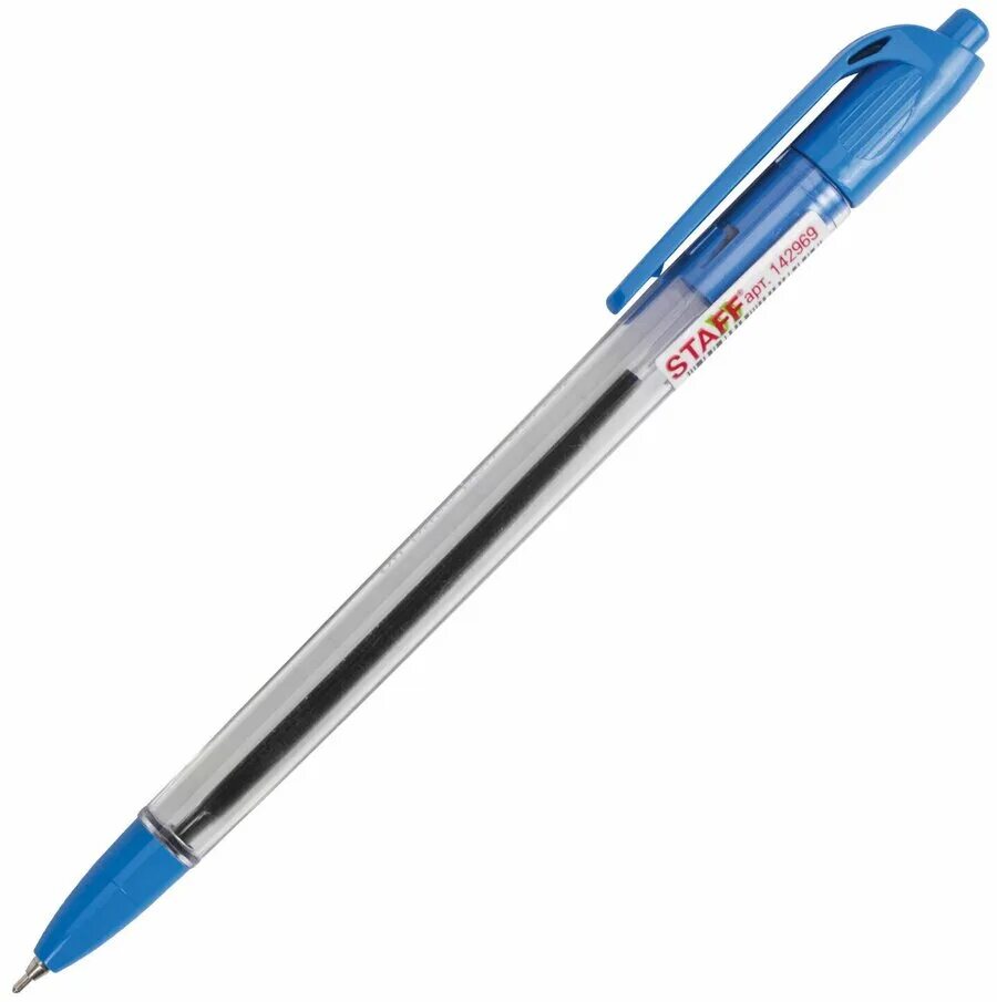 Черн ст. 7. 7. Bic round stic clic, синяя, корпус тонир. Ручка брауберг 0.
