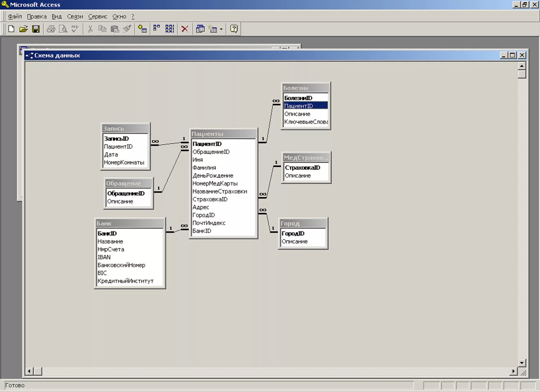 База данных больница access. Реляционная схема данных поликлиника. База данных больница access пример. Поликлиника схема база данных.