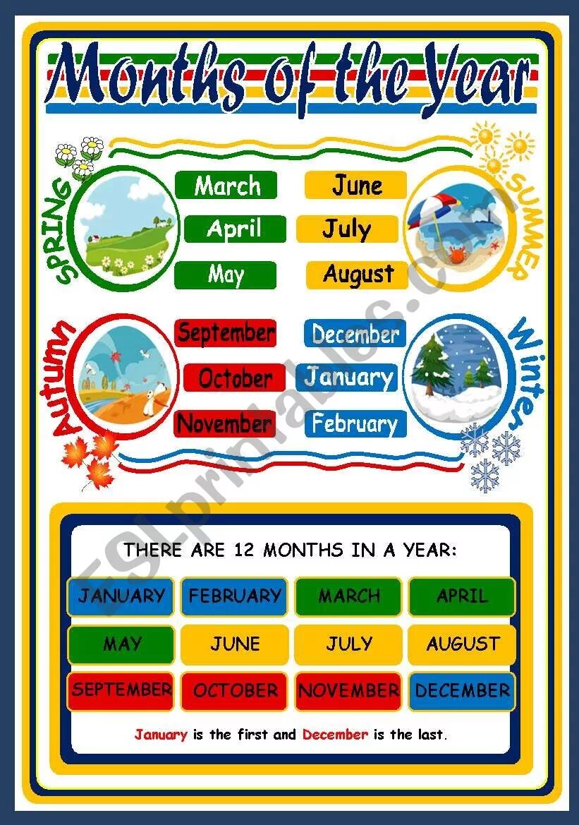 Времена года месяцы английский 3 класс. Плакат Seasons and months. Плакат времена года на английском. Времена года и месяца. Времена года и месяца по английски.