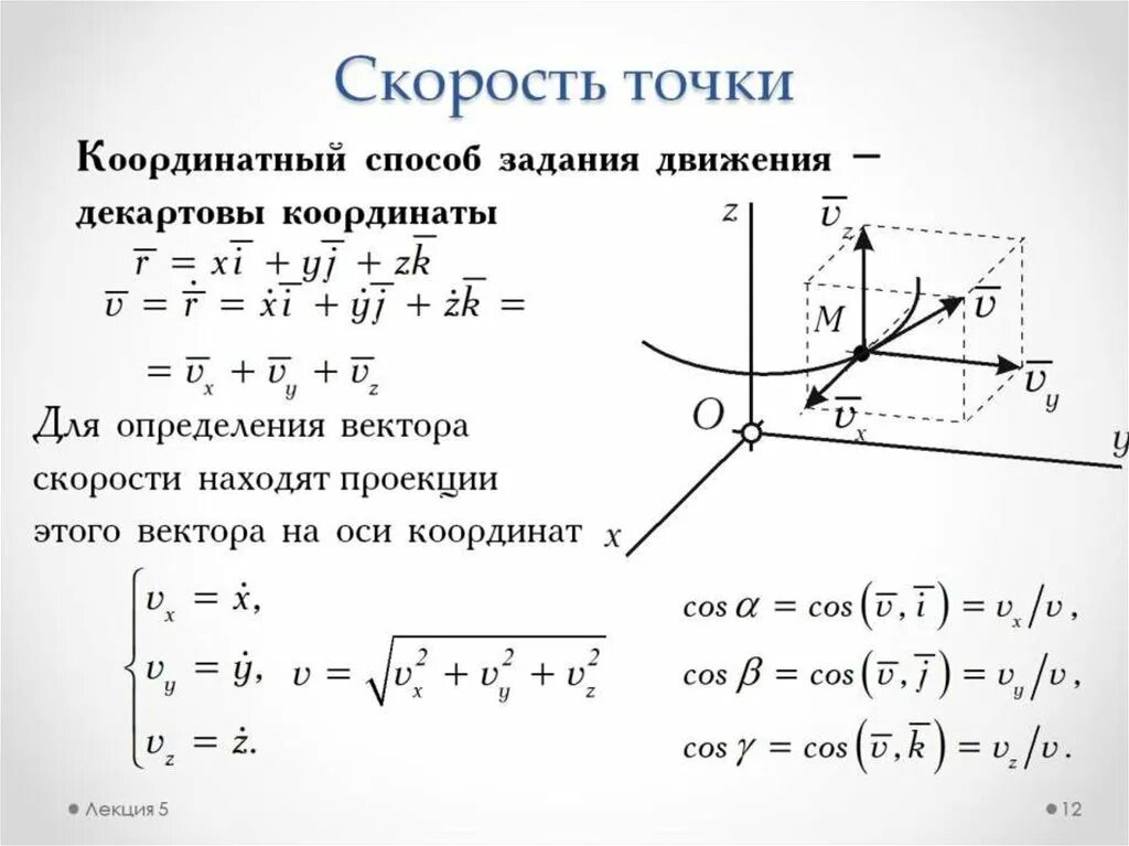 Понятие скорости точки. Скорость задания движения кинематика. Векторный способ определения скорости точки. Скорость движения точки. Расчет скоростей точек