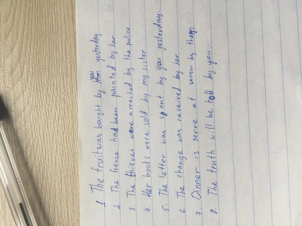 I had letters yesterday. You bought Fruit yesterday. You bought Fruit yesterday предложения в страдательной форме.