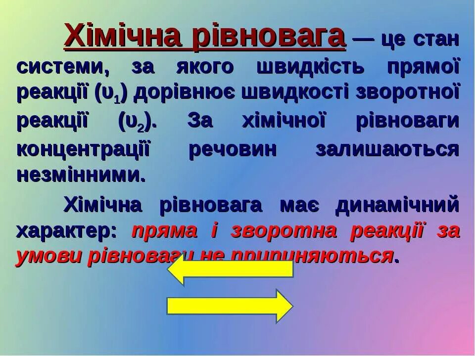 Твердження про хімічну рівновагу. Фактори що можуть впливати на стан хімічної рівноваги.