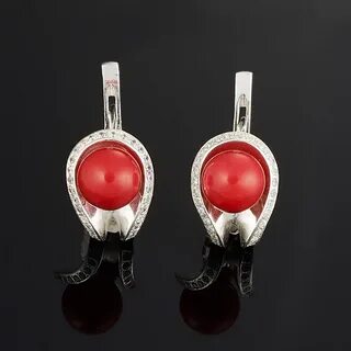 Серебряные серьги с кораллом