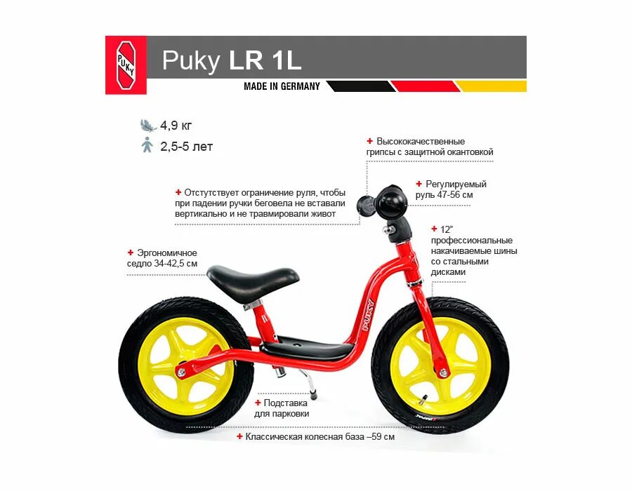 Правильный беговел. Беговелы Puky LR 1. Беговел Puky GS. Беговел Puky LR высота. Puky беговел диаметр колес.