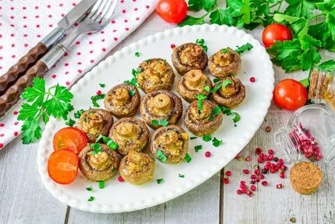 Шампиньоны в соевым соусом грибы духовке