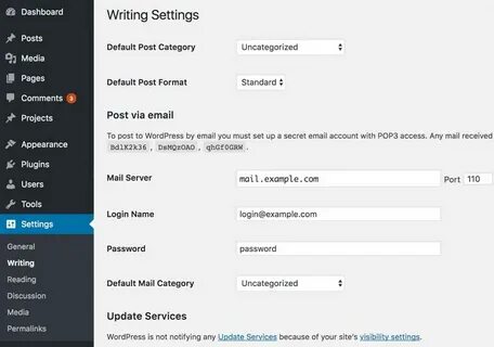 Write settings
