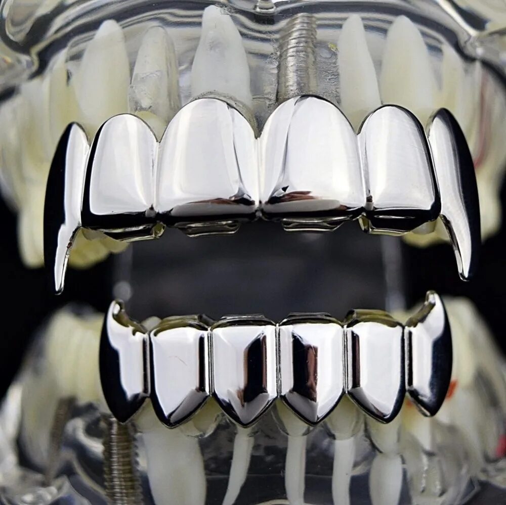 Сколько стоит металлические зубы. Грилзы серебро.