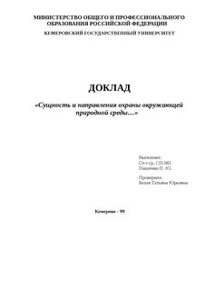 Образец реферата по обж