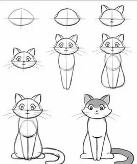 Как нарисовать кота поэтапно карандашом.