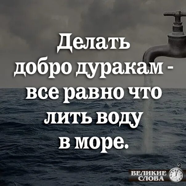 Бросай добро в воду смысл. Делать добро дуракам - всё равно, что лить воду в море... Делать добро дуракам все равно что. Делать добро дуракам. Делать добро дуракам цитаты.