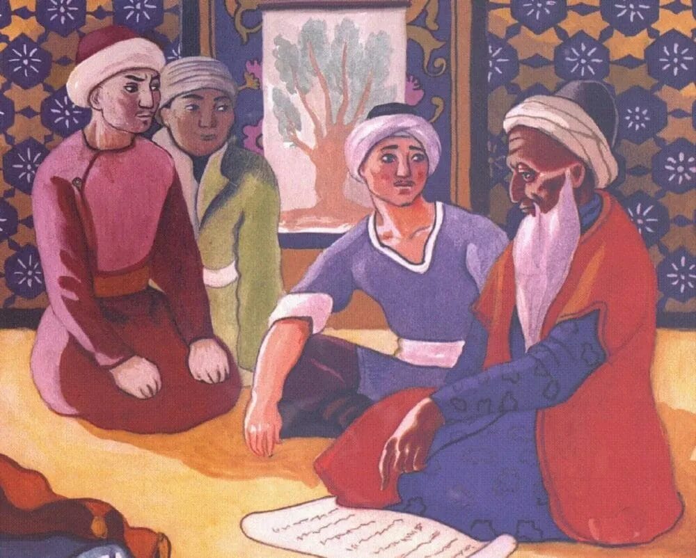 Казахские традиции беташар. Қазақтың халық ауыз әдебиетінің гүлденген кезеңі. Казахский акын. Традиционная музыкальная культура казахов. Казахские иллюстрации.
