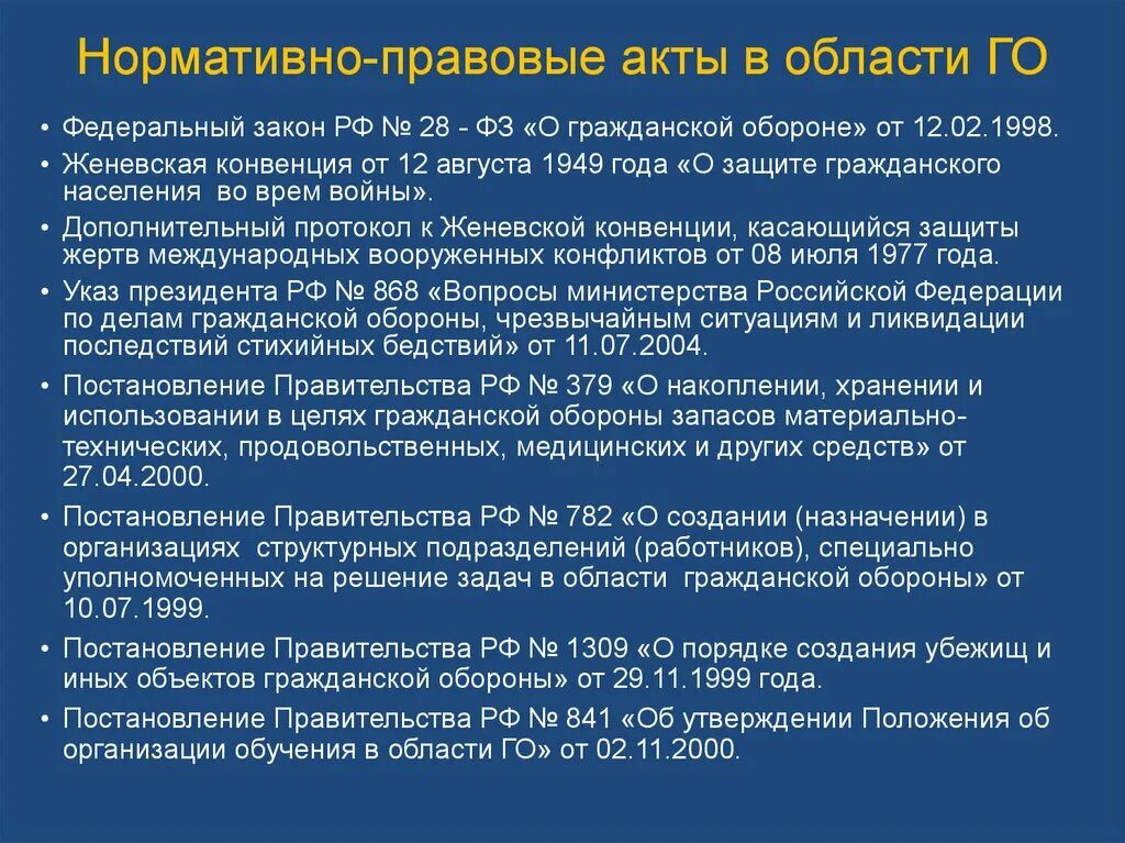 Нормативно правовые акты в области го