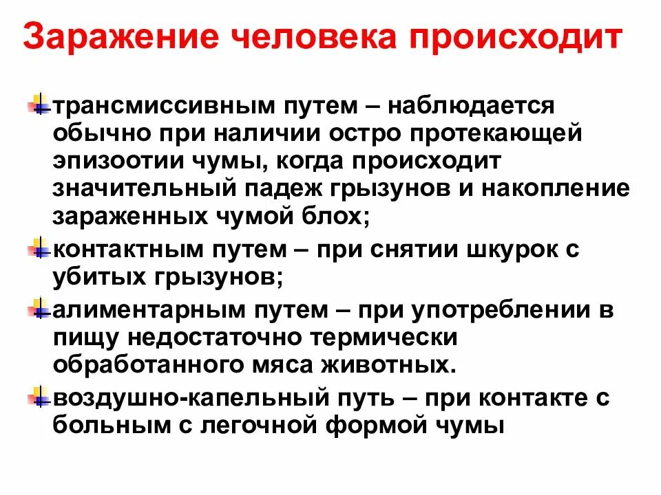 Способы заражения человека происходит. Клинические проявления чумы.